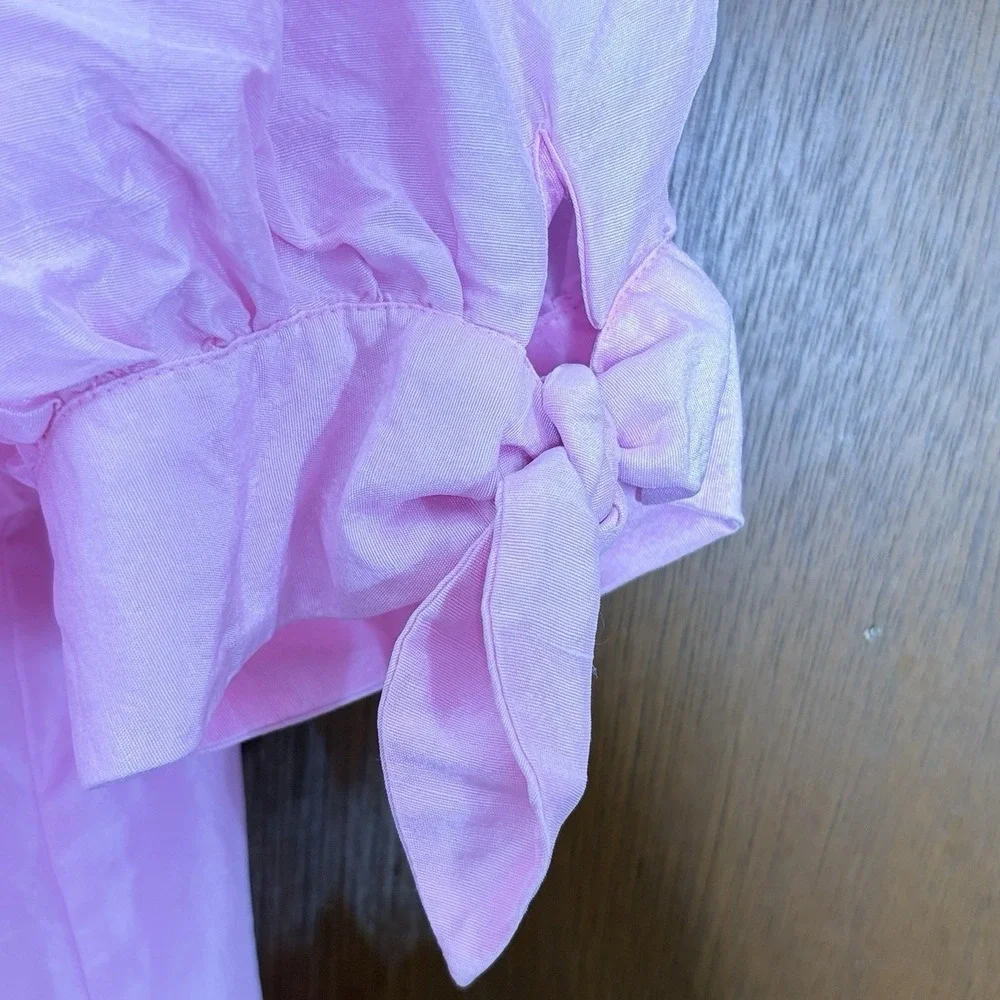 J.Crew Blouse‎ Women's 4T Pink Silk Off Shoulder Peasant Cottagecore Romantic
